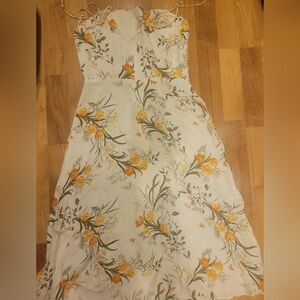Reformation Midi Slip Dress Floral Zip Up Boho Yellow 4